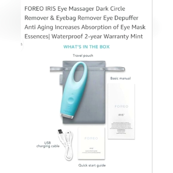 FOREO IRIS Illuminating Eye Massager in Mint NIP - Picture 4 of 5